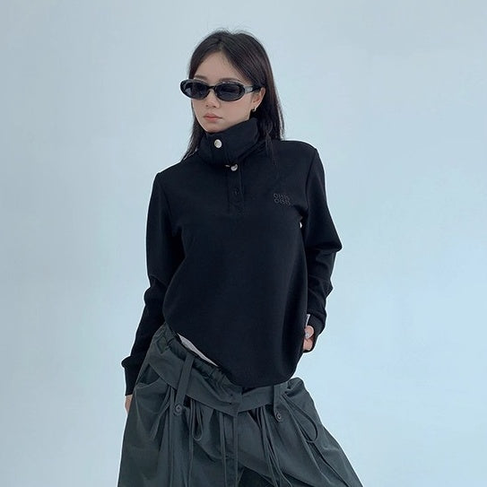 2Way High-Neck Slim Long Sleeve Cutsew OS2038