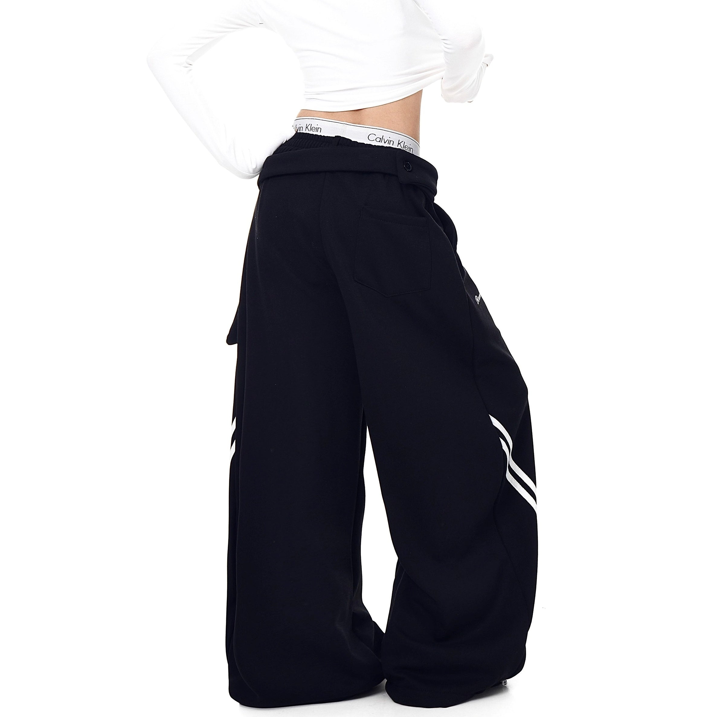 Waist Layered Design Curve Sweat Pants BK7062