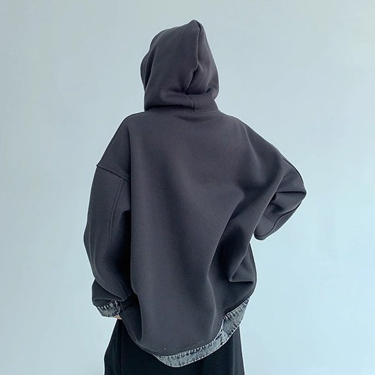 Contrasting Splicing Denim Hooded Sweat OS2056