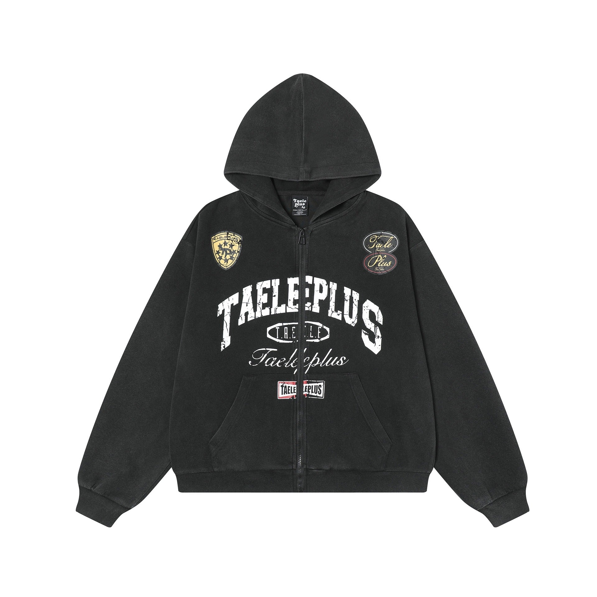 Letter Print Washed Hoodie Jacket MW10276