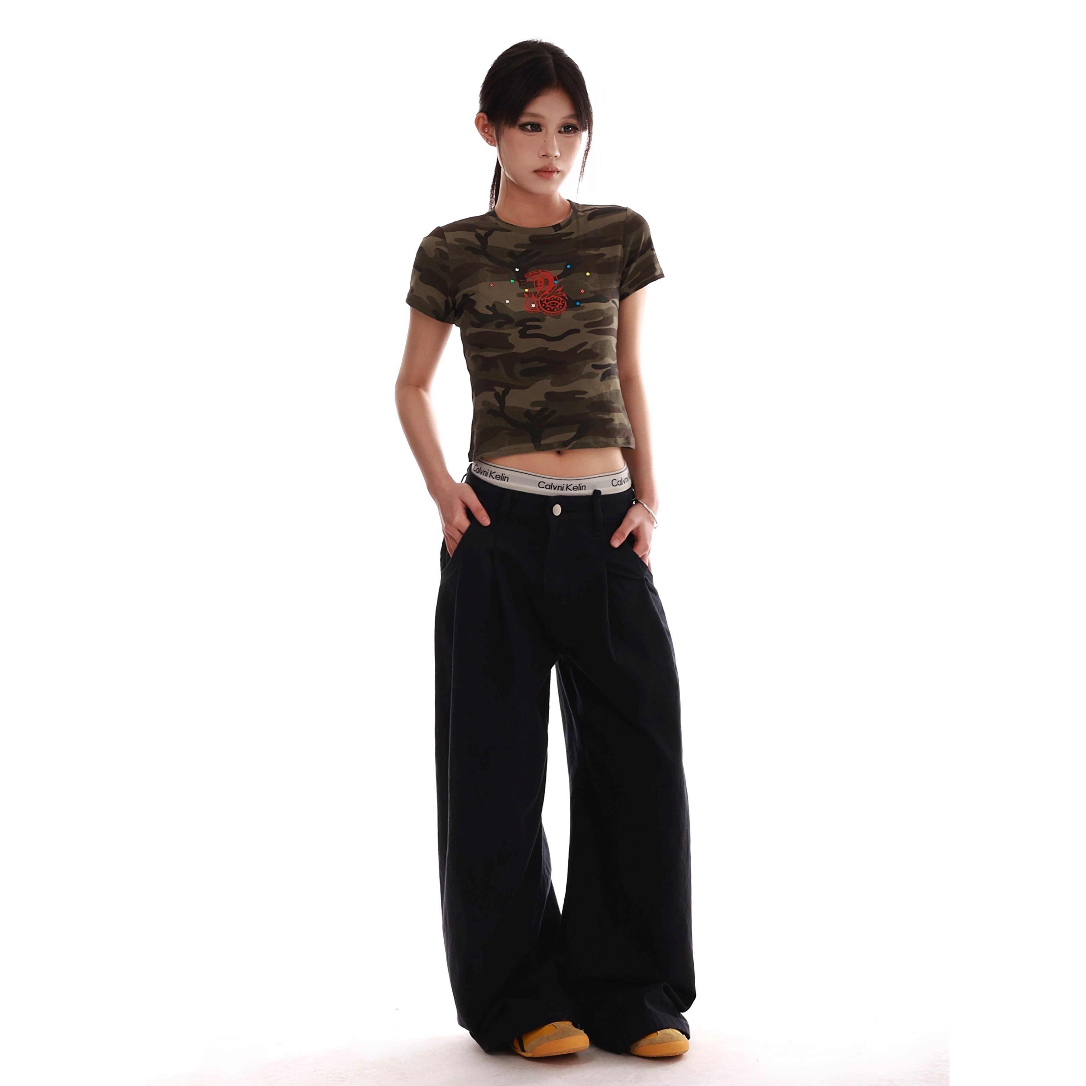 Camouflage Slim Cropped T-shirt VI2005