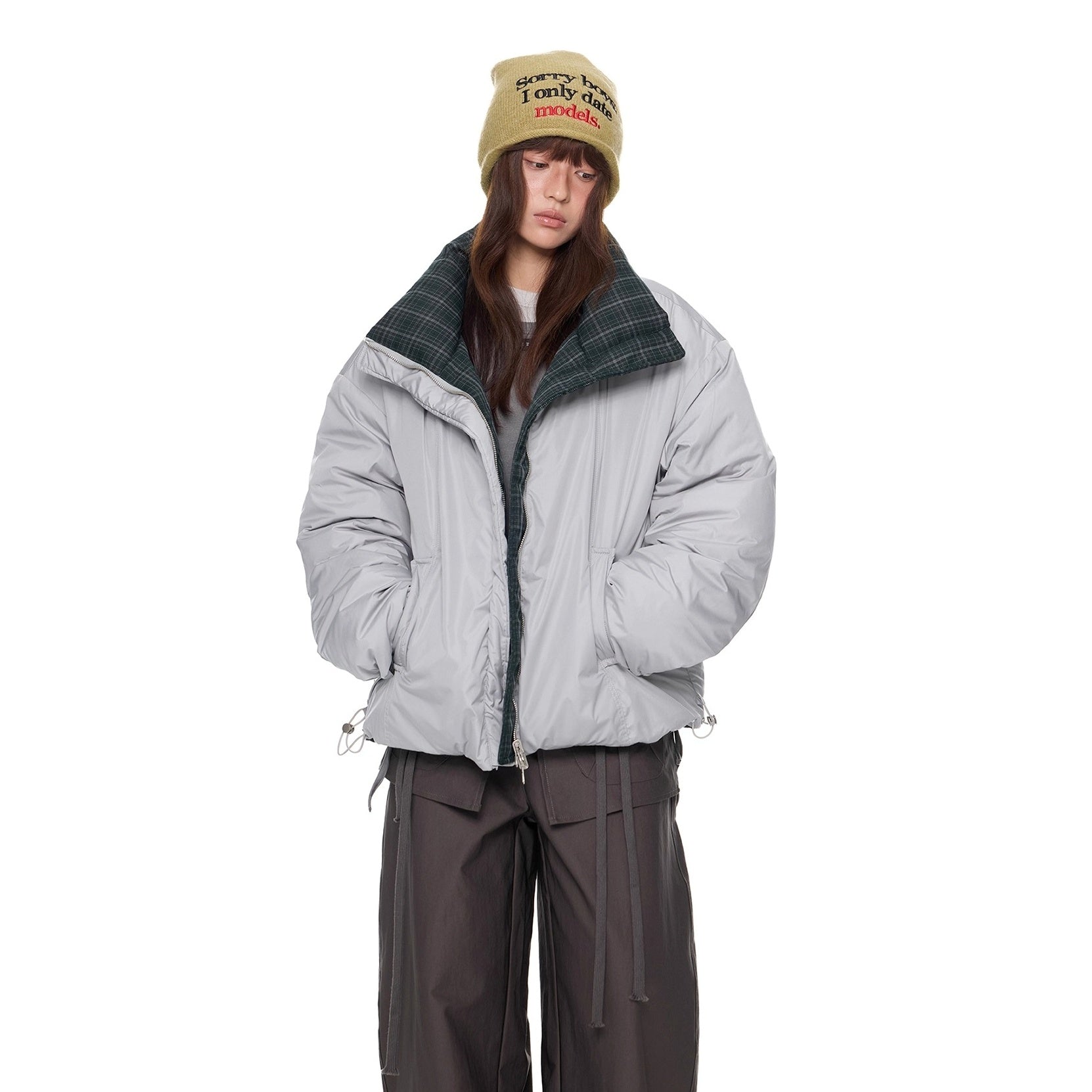 Reversible Plaid Down Jacket EZ299