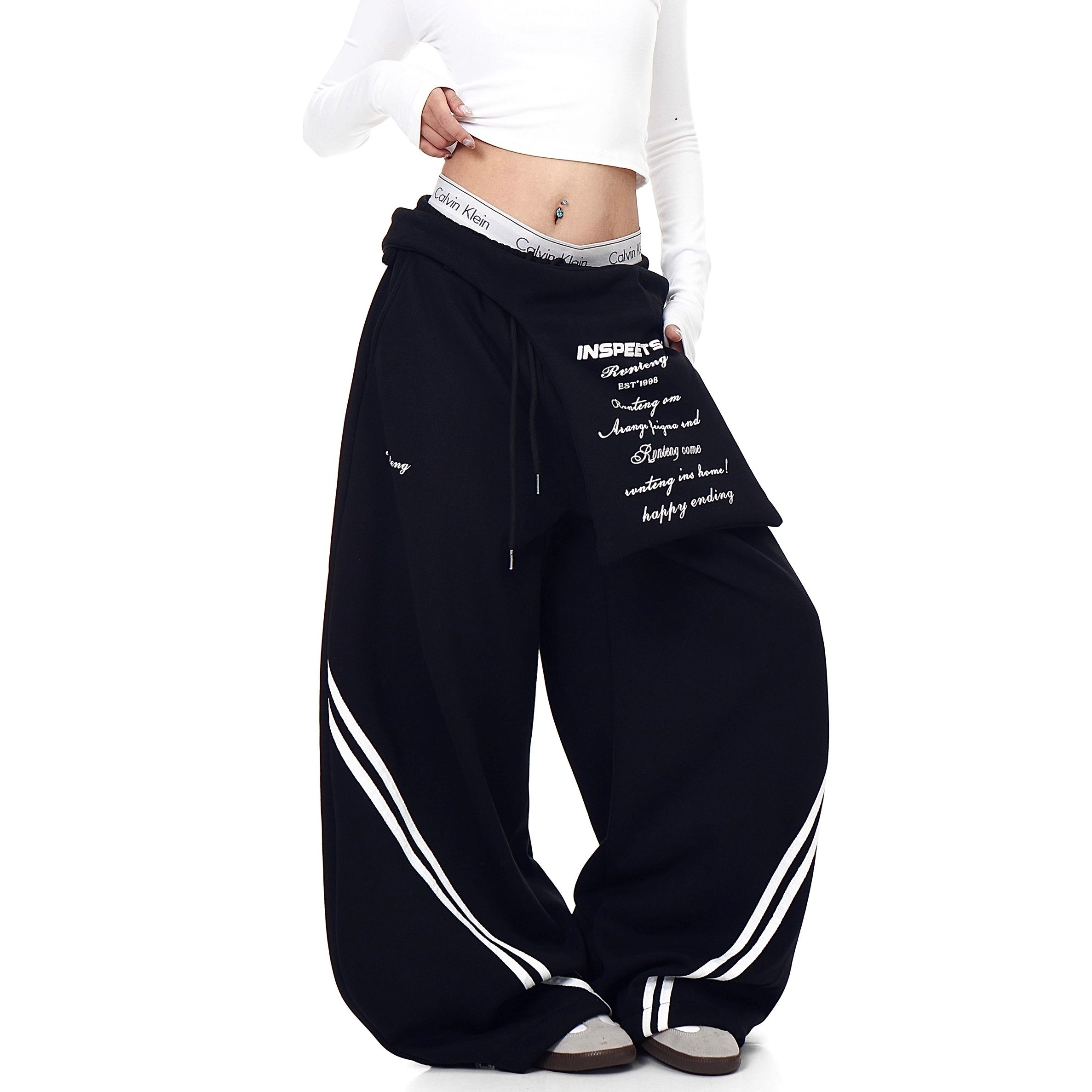 Waist Layered Design Curve Sweat Pants BK7062