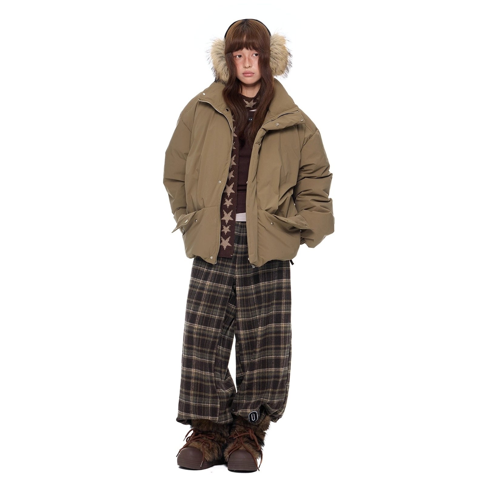 Design Pocket Stand Collar Down Jacket EZ296