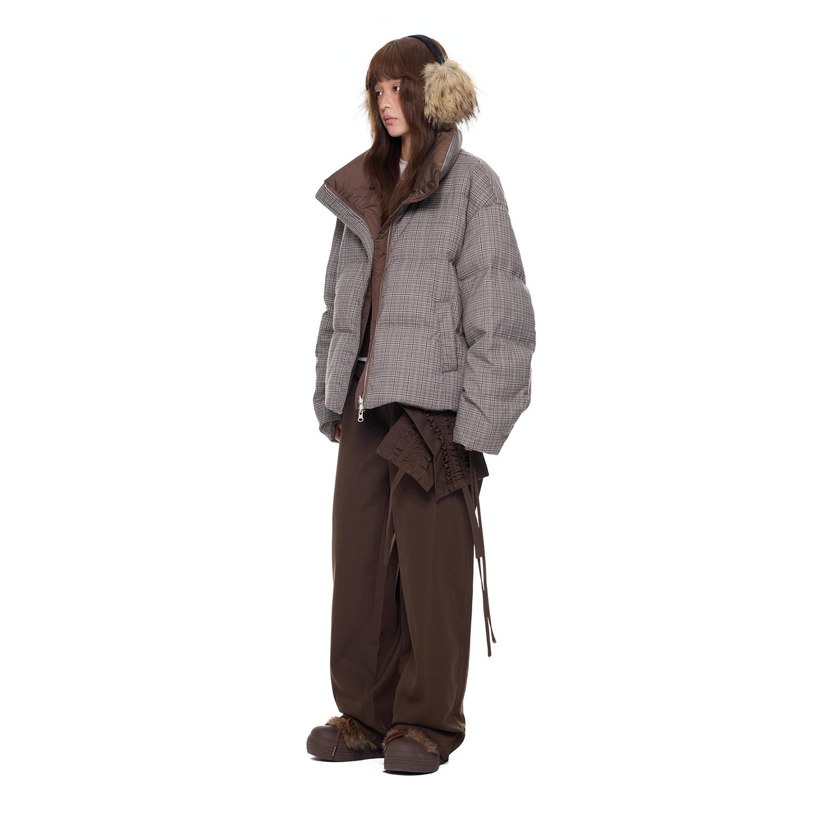 Reversible Plaid Down Jacket EZ299