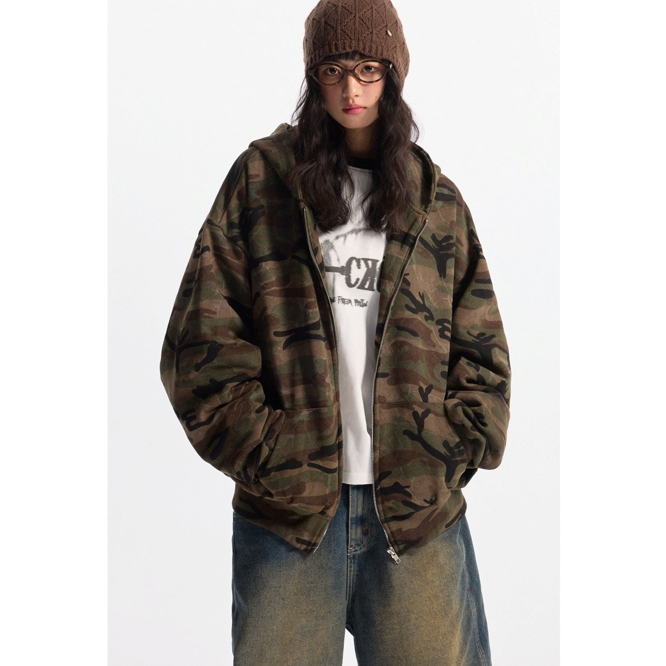 Wash Camouflage Hooded Sweat Jacket MW10309