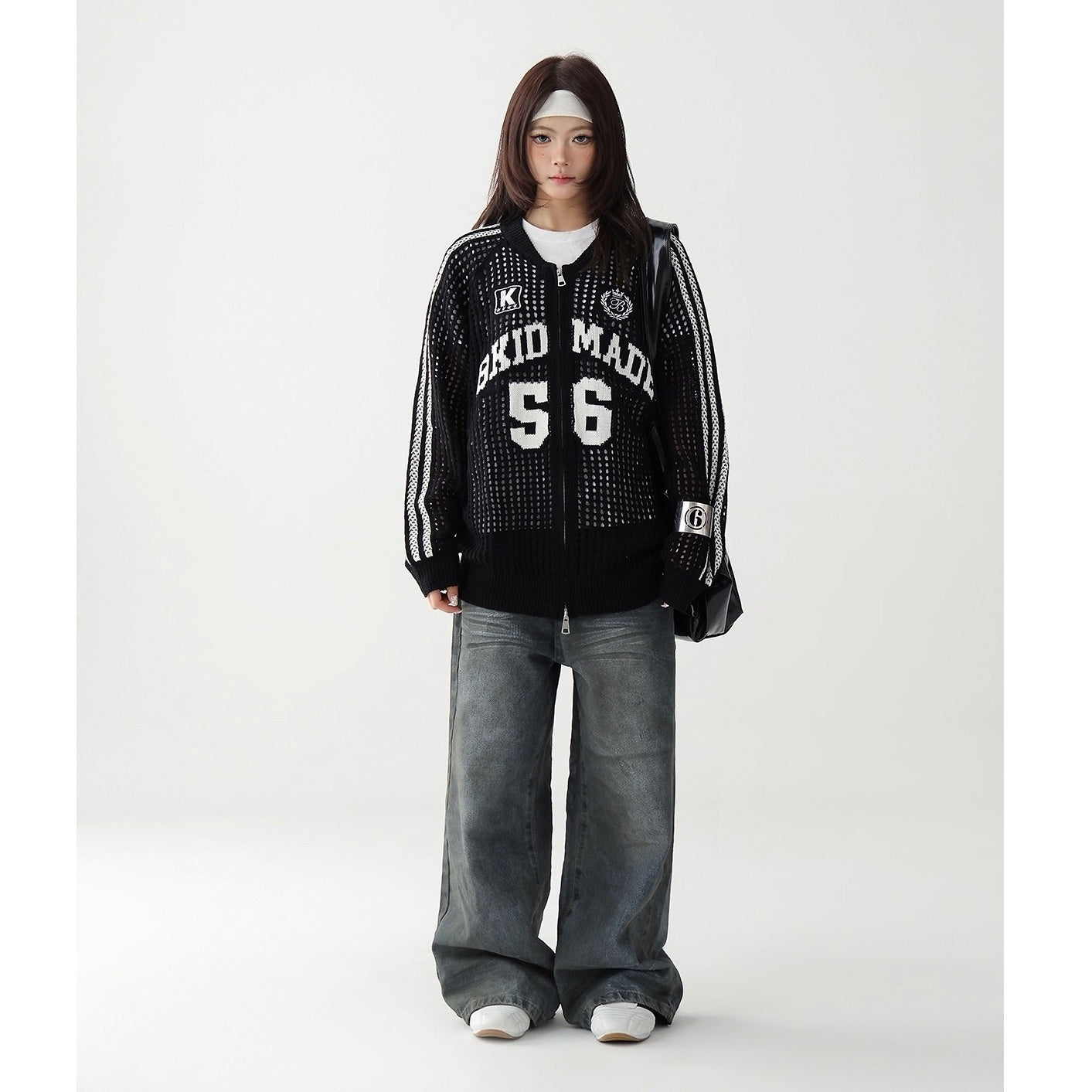 Sporty Mesh Cutout Cardigan AC7160
