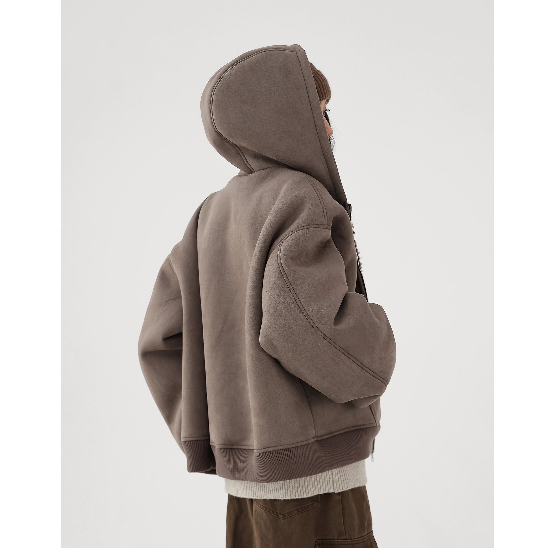 Reversible Polar Fleece Loose Hooded Jacket AC7017