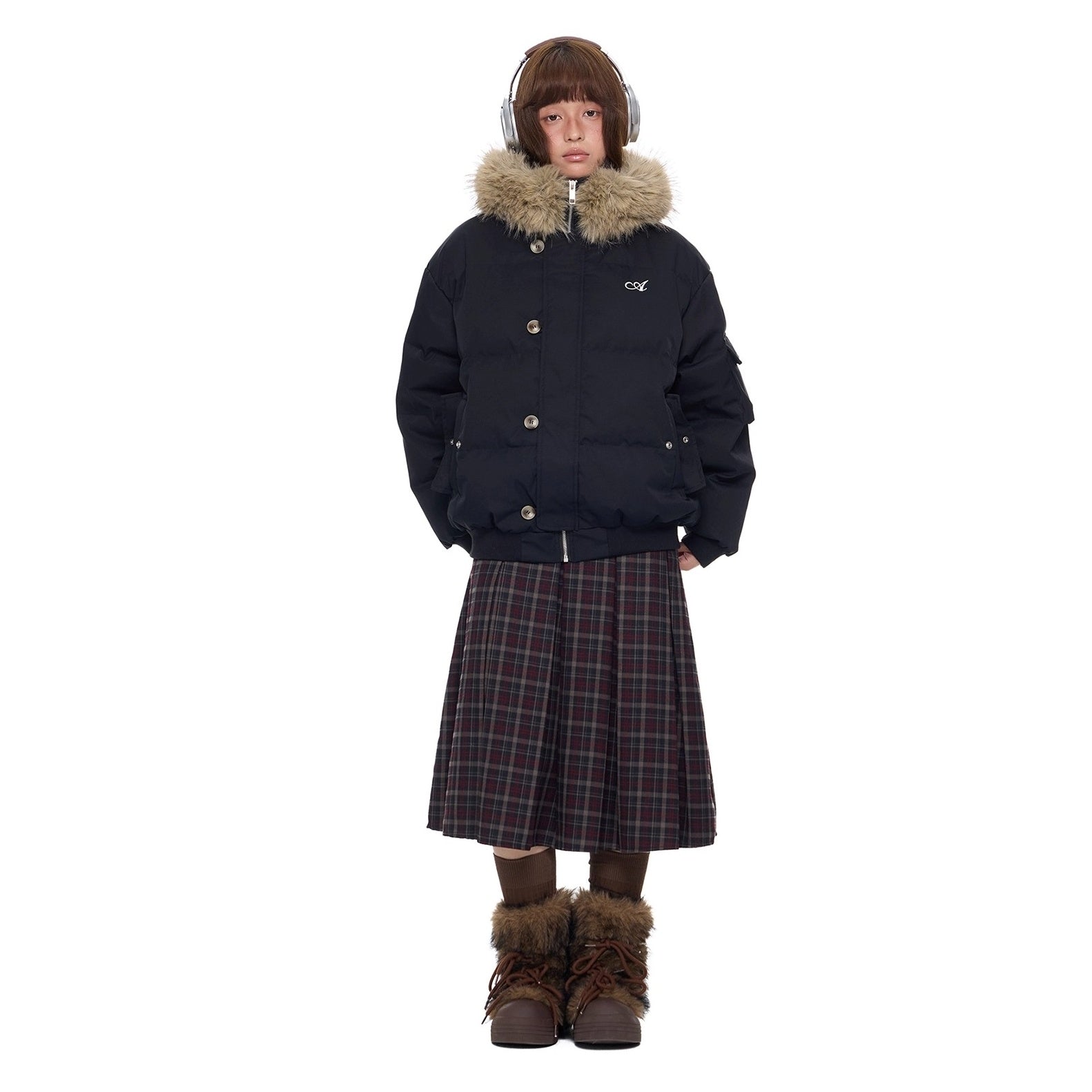 Large Fur Collar Hooded Down Jacket EZ301