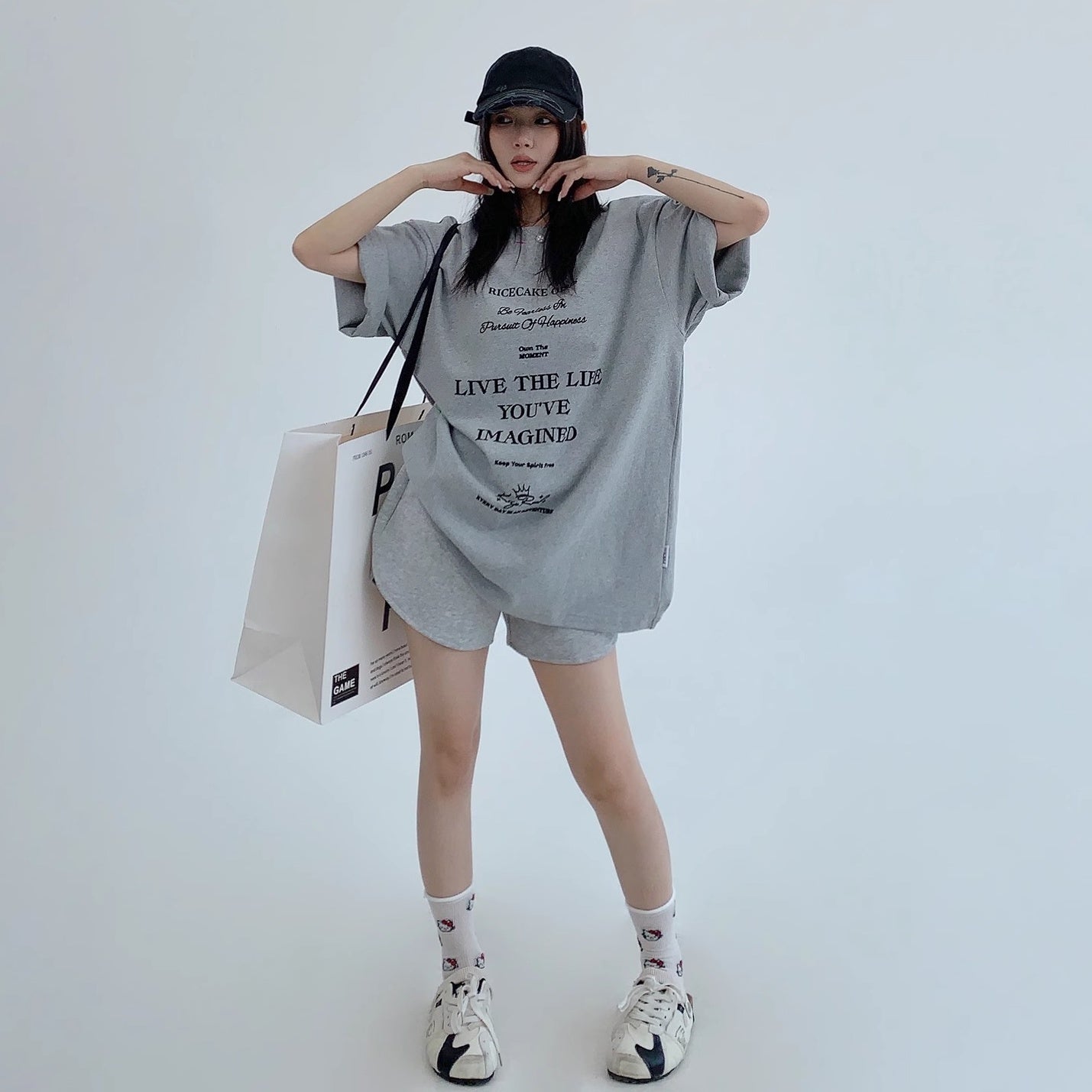 Simple Flock Print T-shirt MW10145