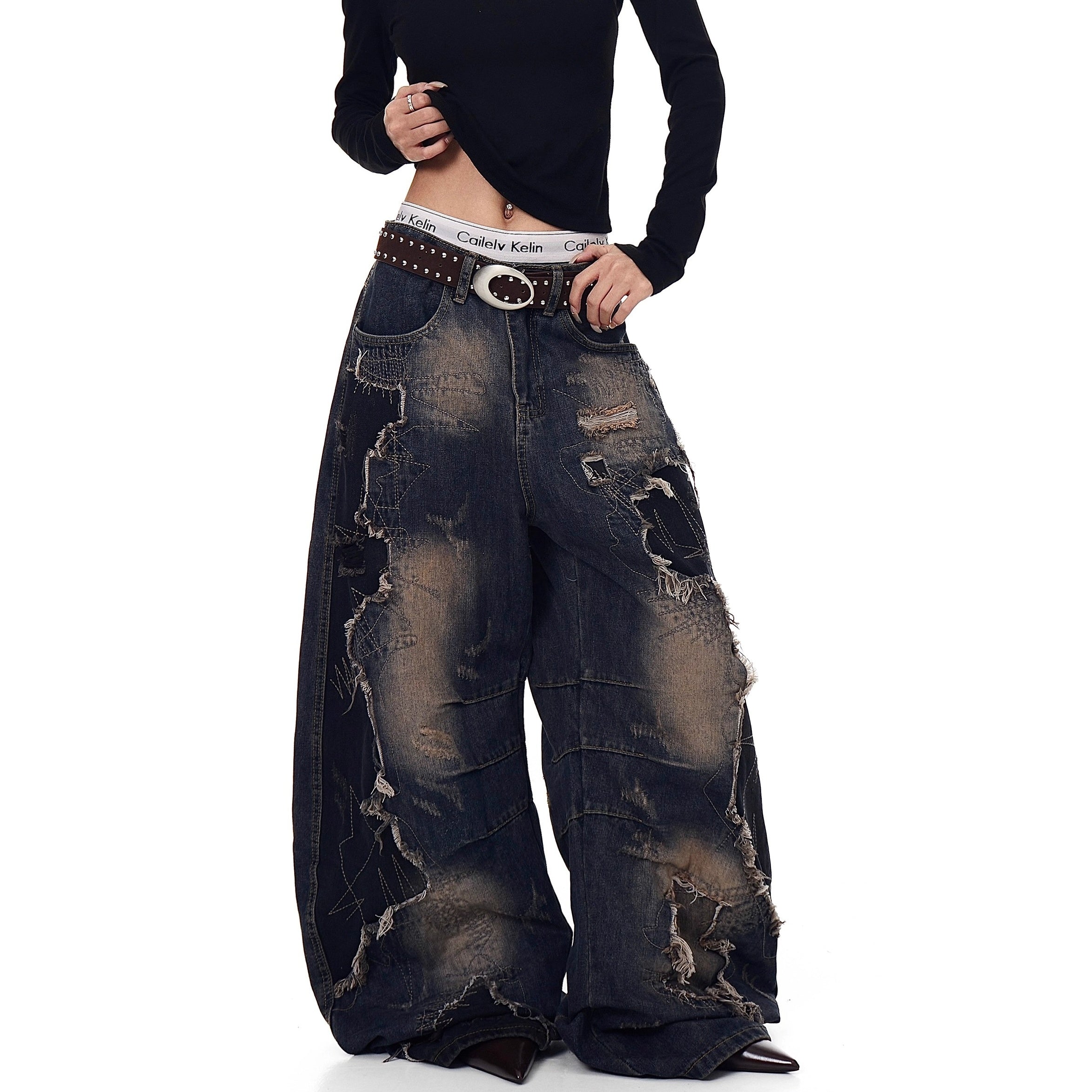 Raw Edge Deconstruction Scimitar Jeans BK7037
