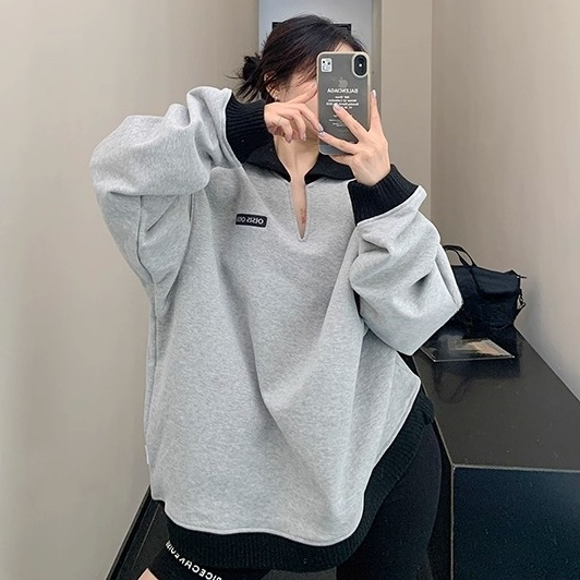 Contrast Lib Collar Loose Sweat OS2057