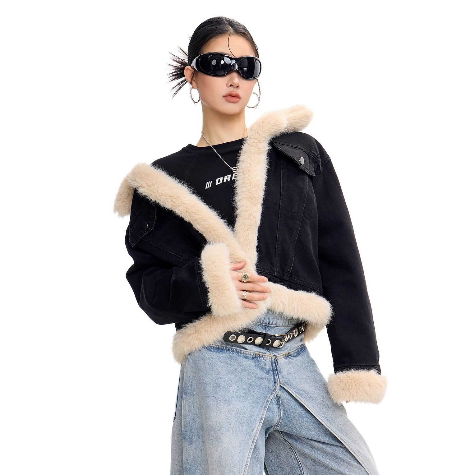 Fur Collar Denim Jacket IC9121
