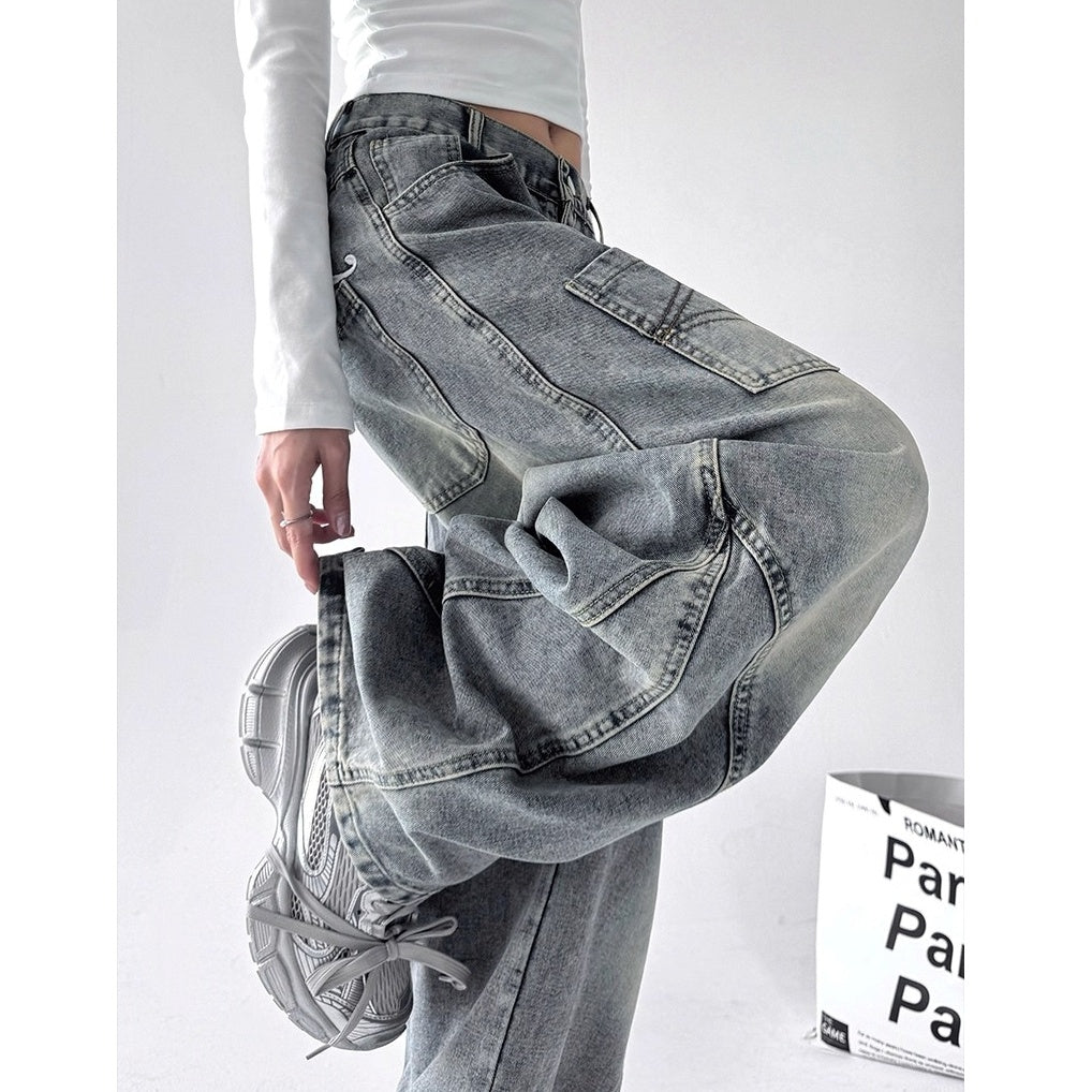 Graffiti Back Print Loose Curve Jeans MW10228