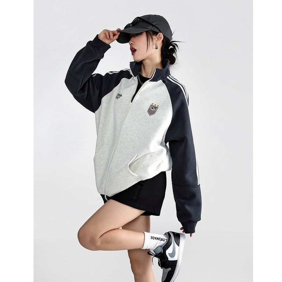 Stand-Collar Sports Sweat Zip Jacket IC9117