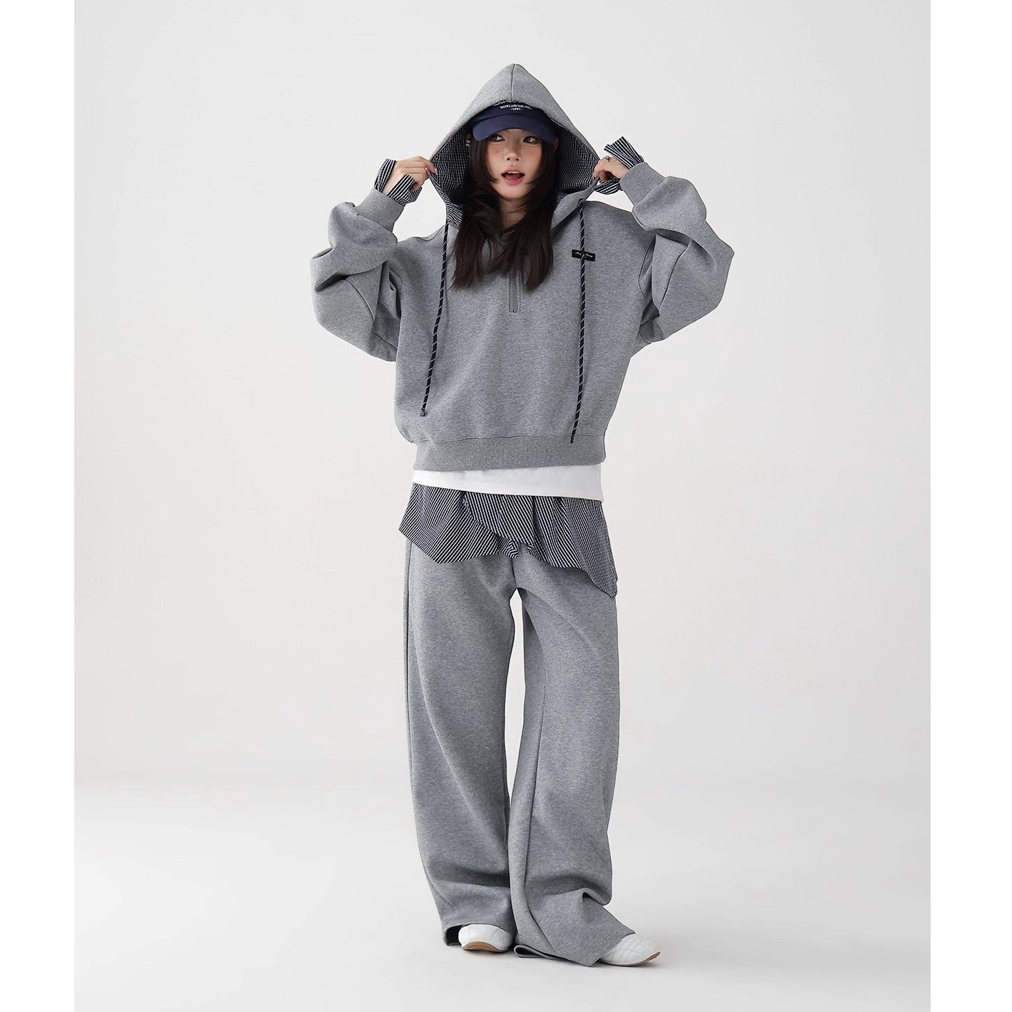 【上下別売り】Shirt Stitch Hoodie & Wide-Leg Sweat Pants Set-up AC7161
