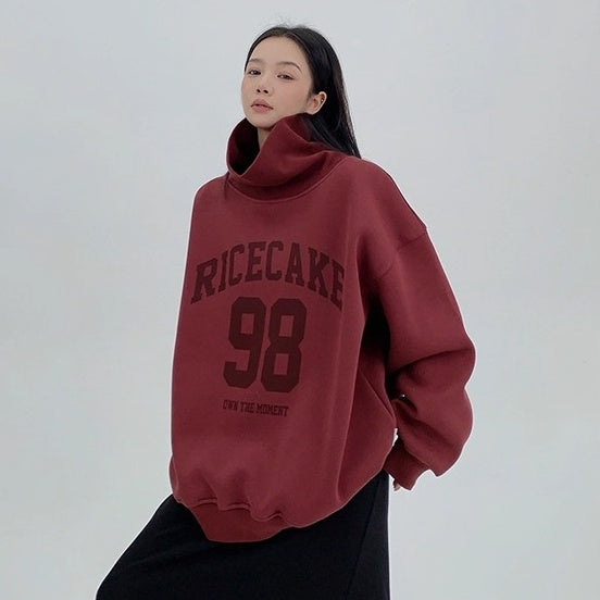 Turtleneck Number Logo Oversize Sweat OS2069