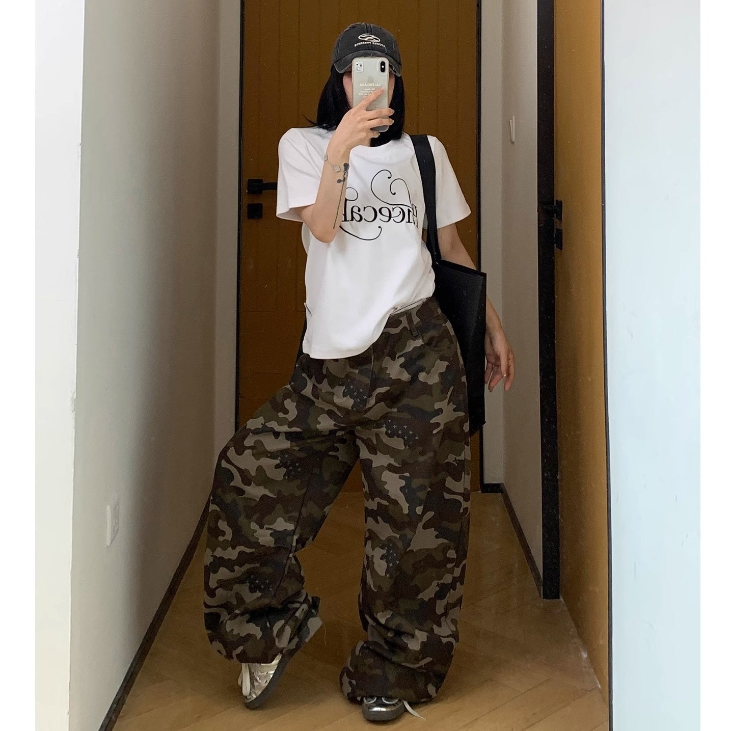 Wash Camouflage Straight Wide-leg Pants MW10154