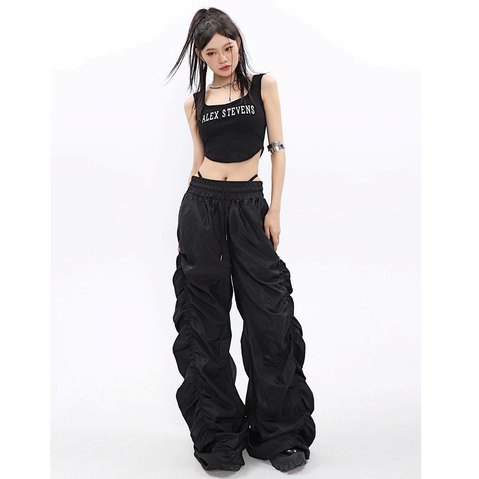 Side Gather High-waisted Loose Long Pants MW10256