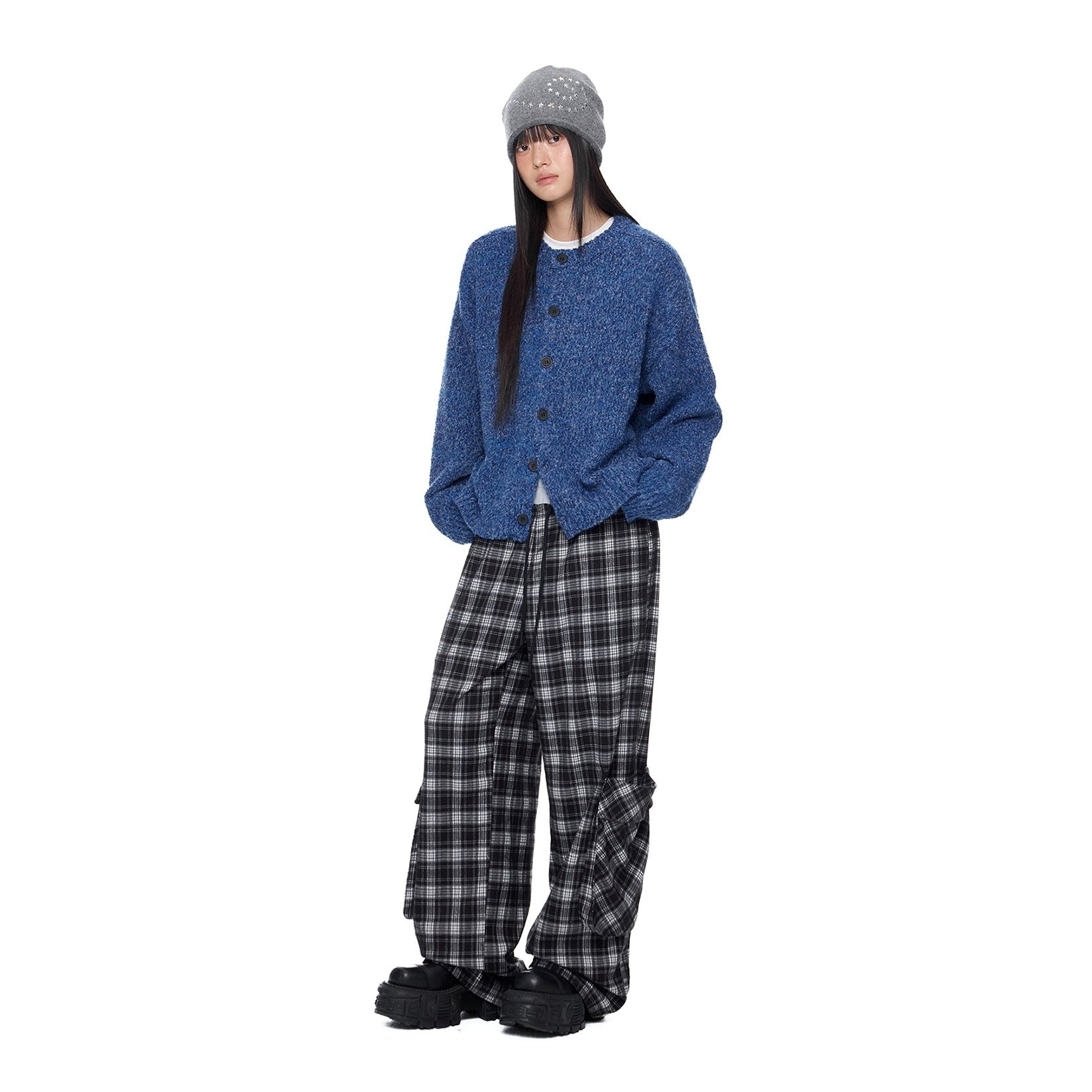 Lazy Style Crew Neck Knit Cardigan EZ267