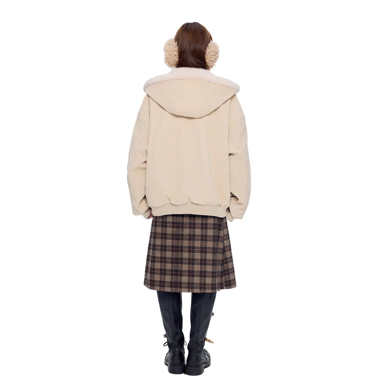 Carving Fur Collar Hooded Zip Jacket EZ300