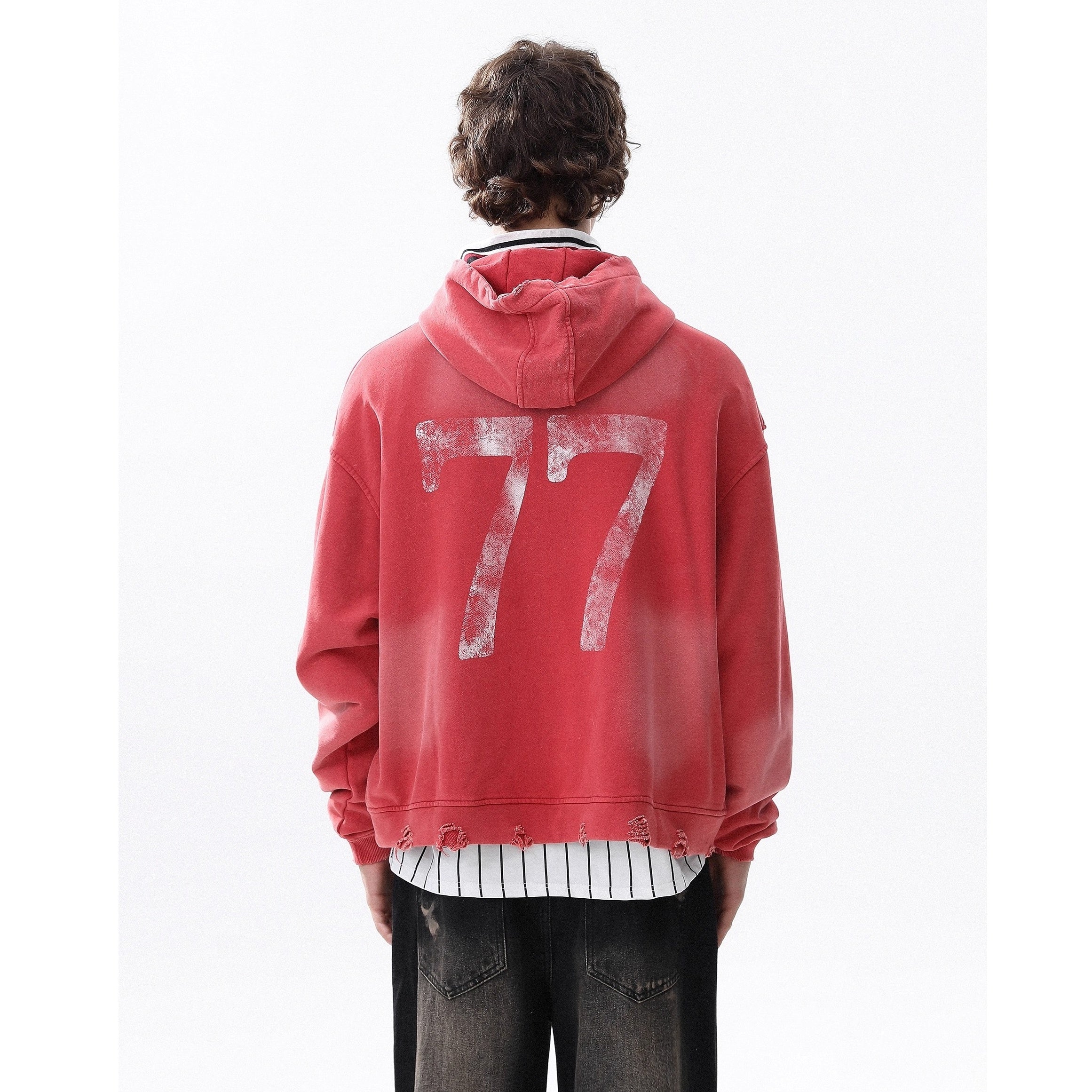RhineStone Letter Print Damage Hoodie MR8025