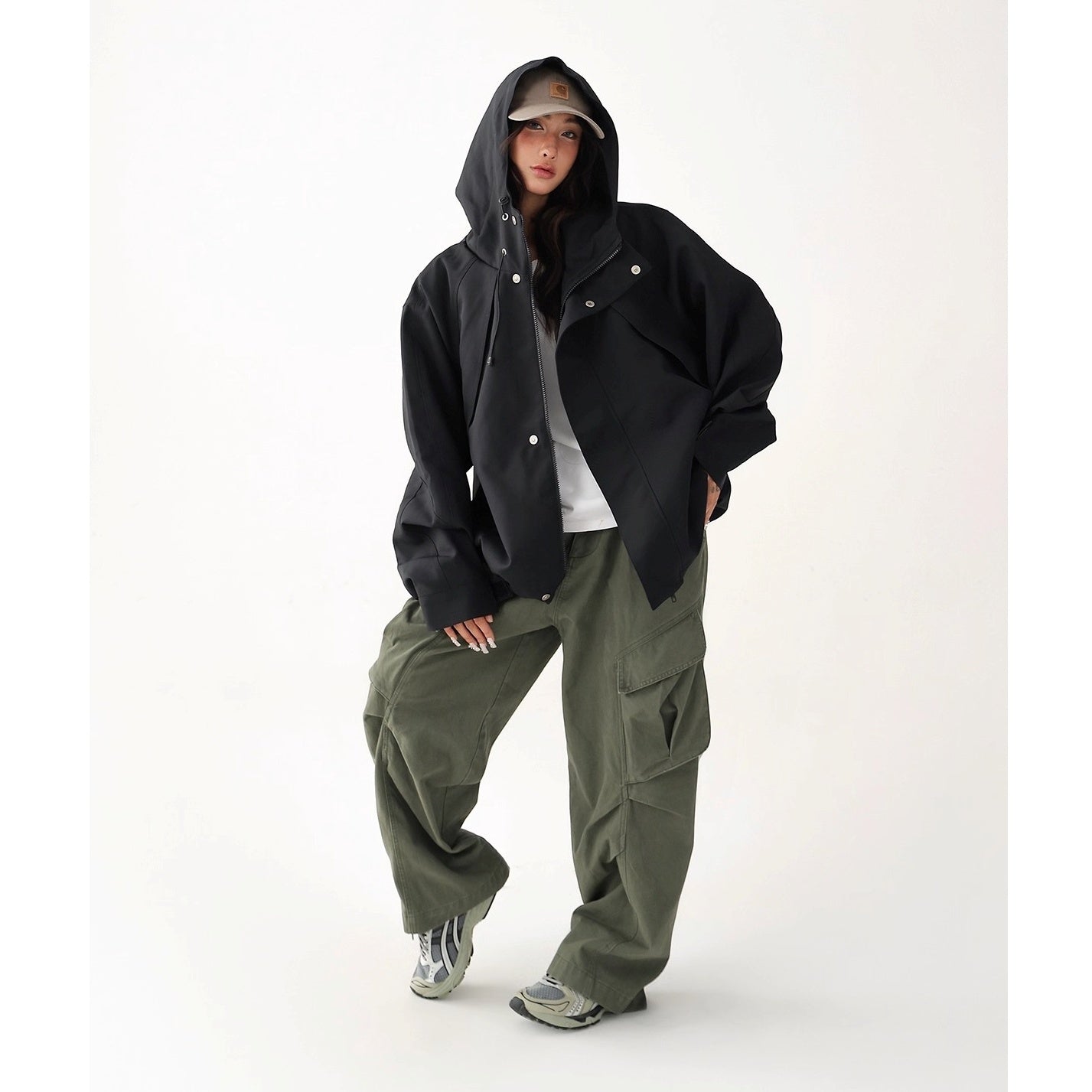 Oversize Short Hooded Jacket AC7164