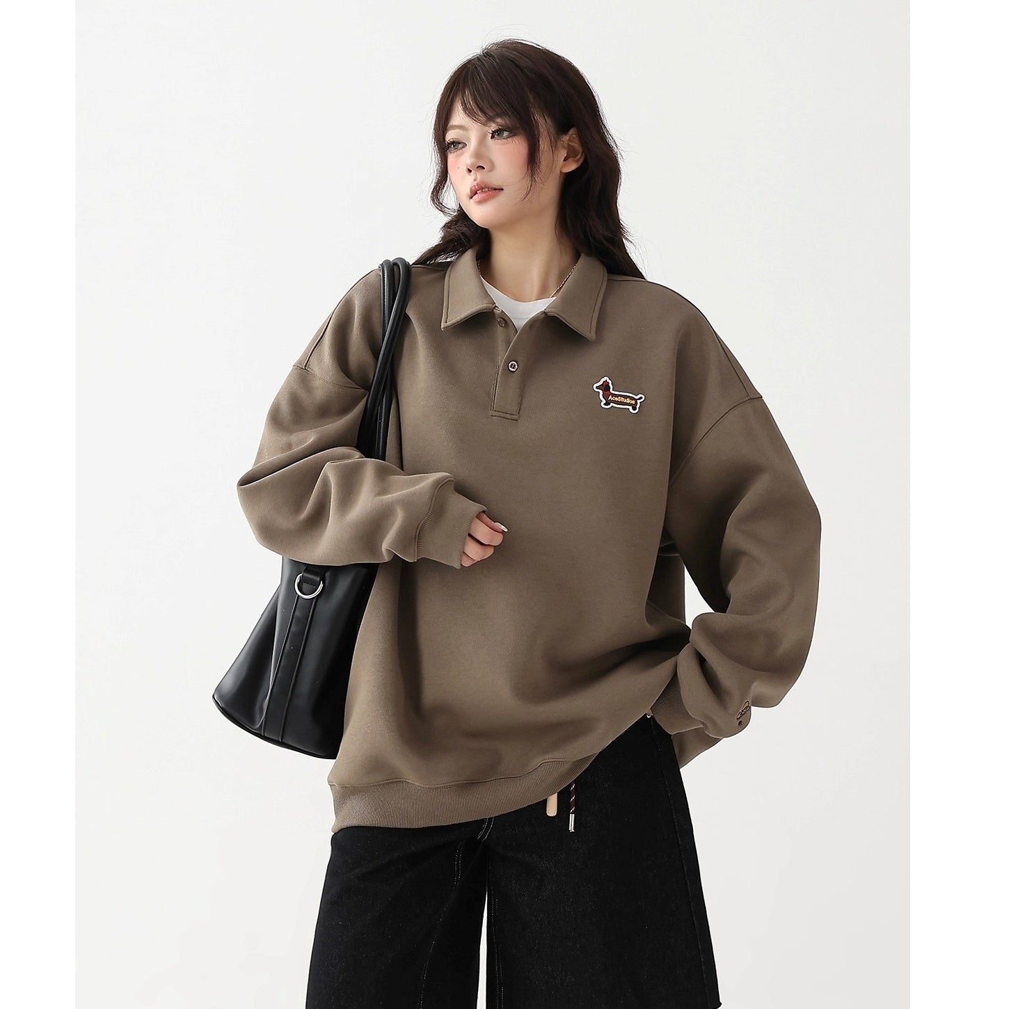 Dachshund Embroidered POLO Collar Sweat AC7155