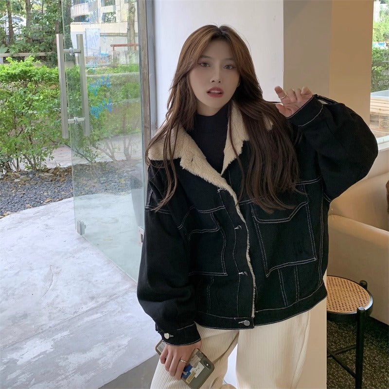 Fur Collar Loose Denim Jacket MW10296