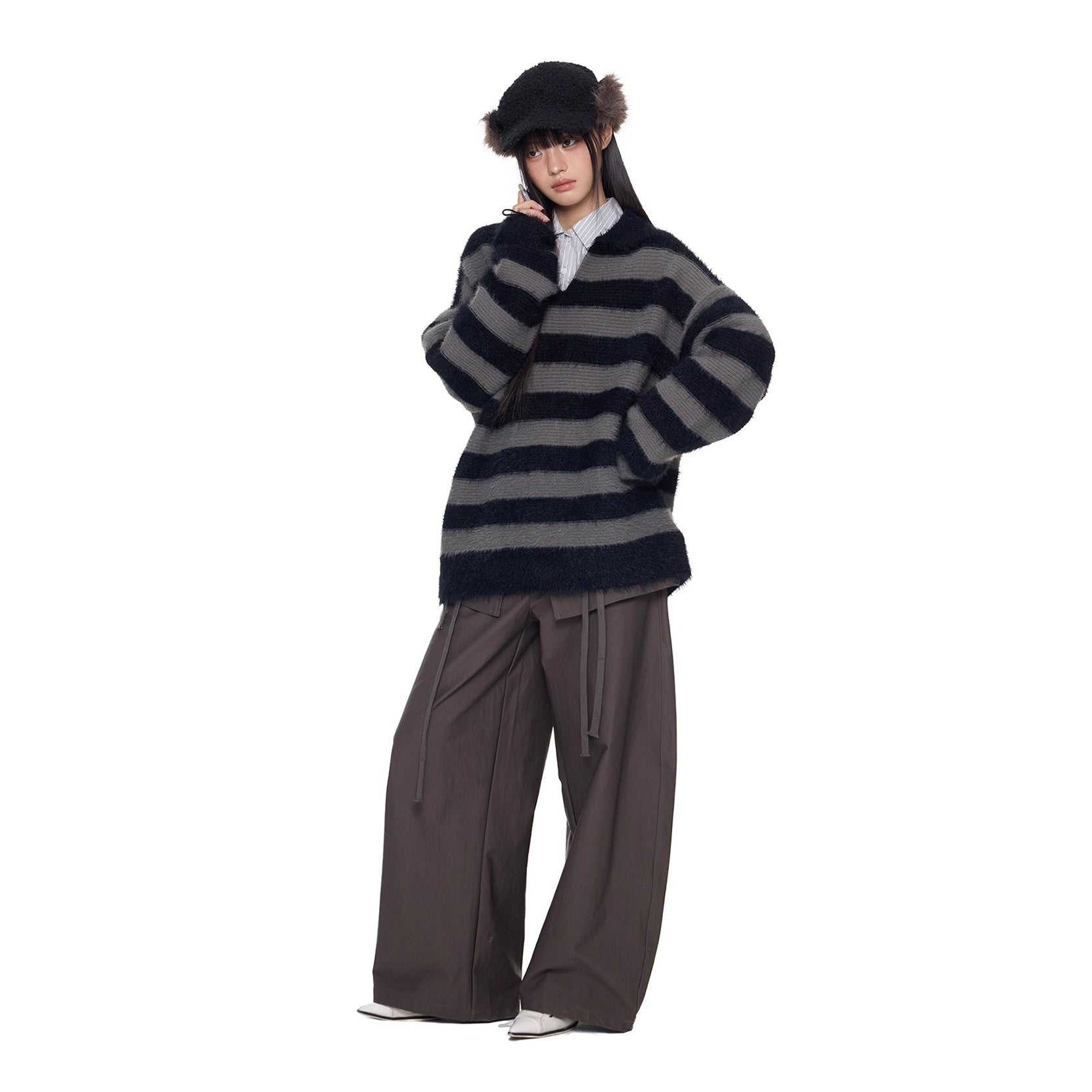 Border Lapels Contrast Sweater EZ265