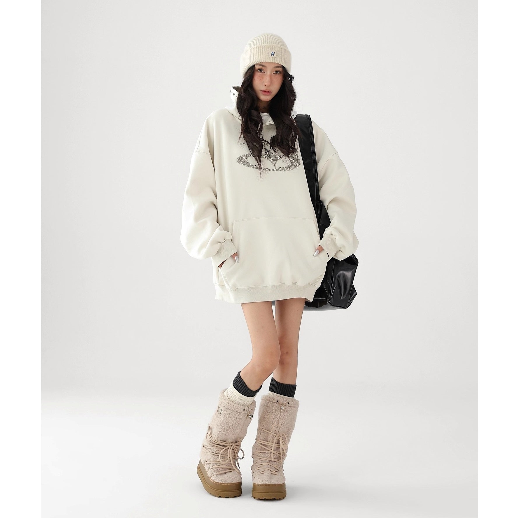 Bead Stitch Loose Sweat Hoodie AC7015