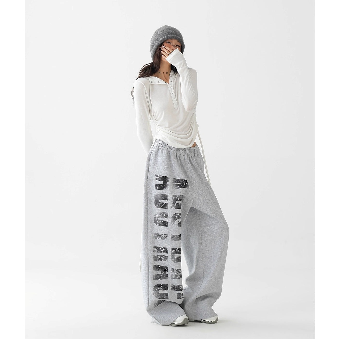 Graphic Print Loose Straight Sweatpants AC7139