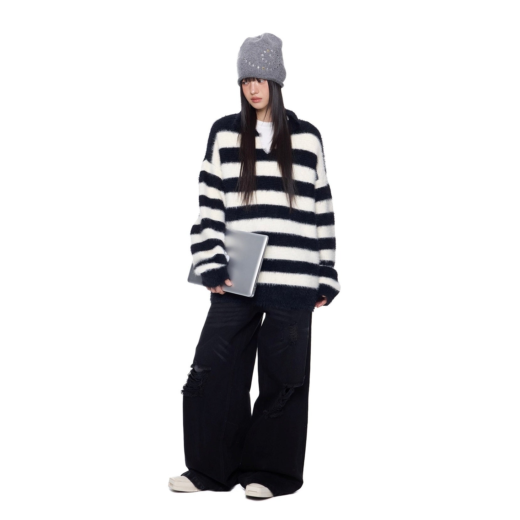 Border Lapels Contrast Sweater EZ265