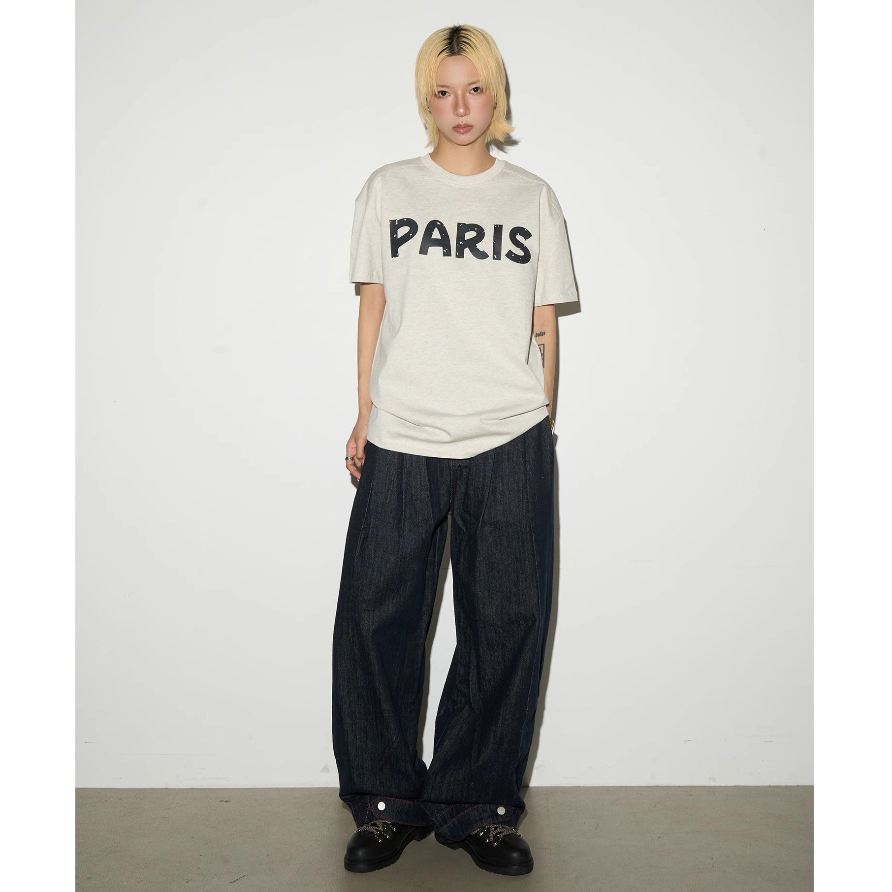 Mottled Letters Printed T-shirt MN9016