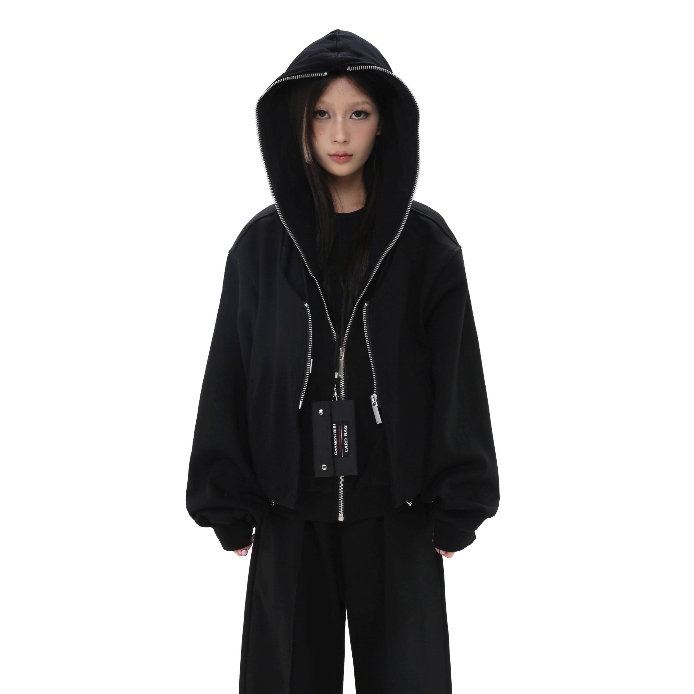 Full Zip Layered Design Hooded Parka GB7036