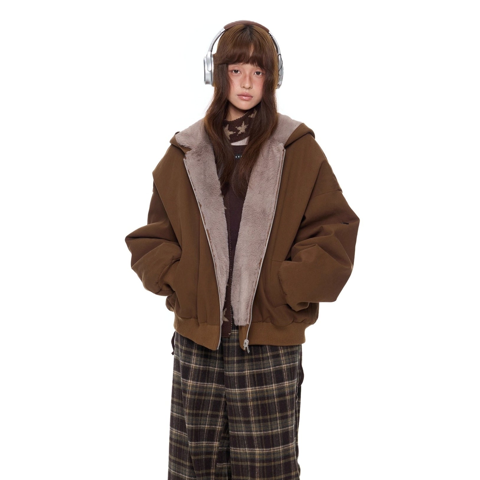 Imitation Fur Casual Hooded Jacket EZ244