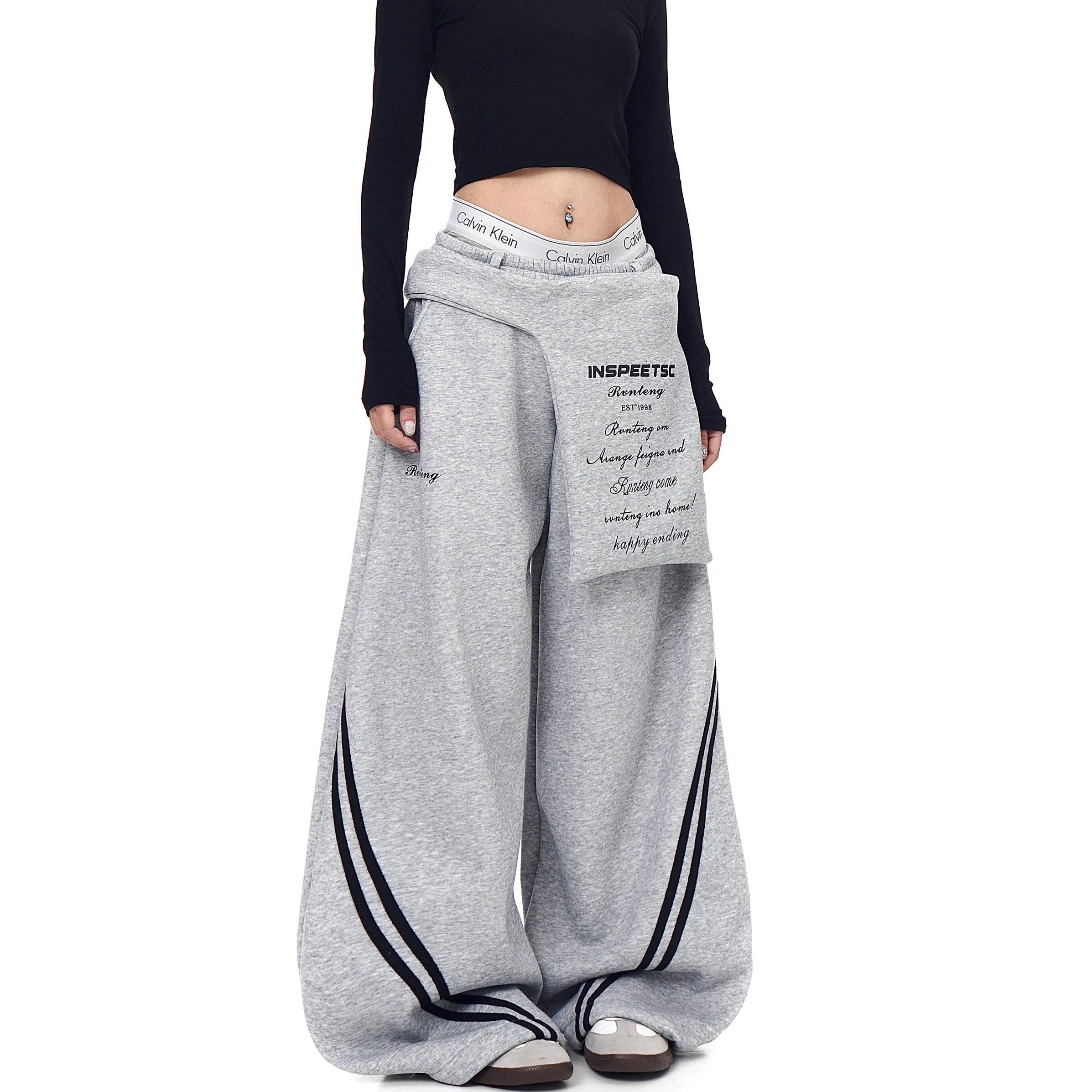 Waist Layered Design Curve Sweat Pants BK7062