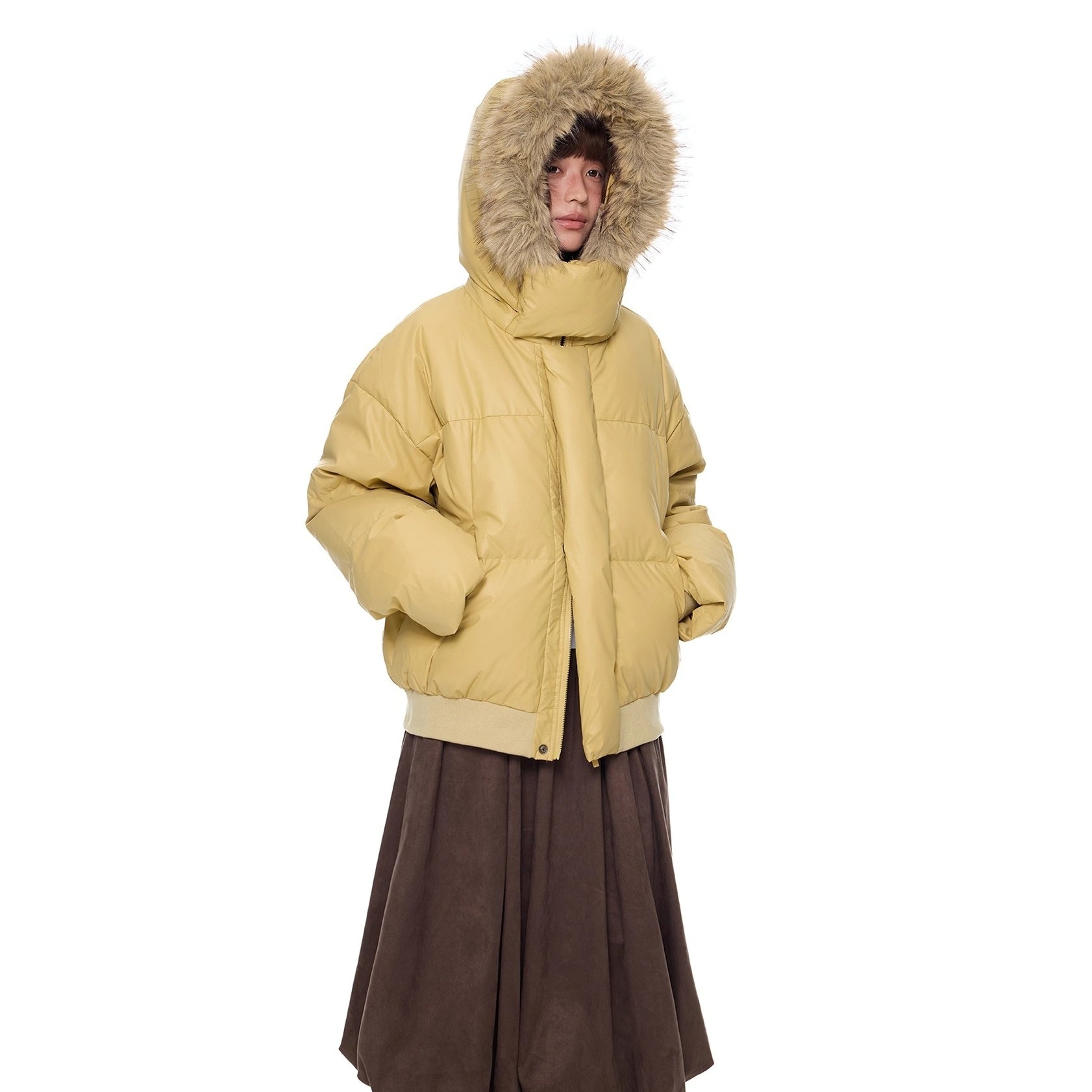 Volume Fur Collar Hooded Down Jacket EZ295