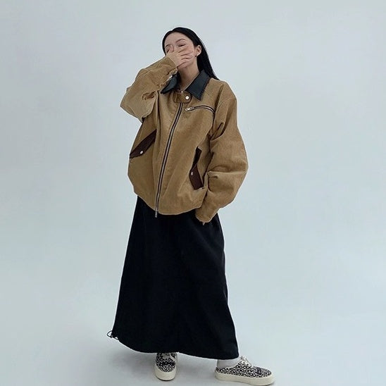 Cropped Corduroy Relaxed Zip Jacket OS2026