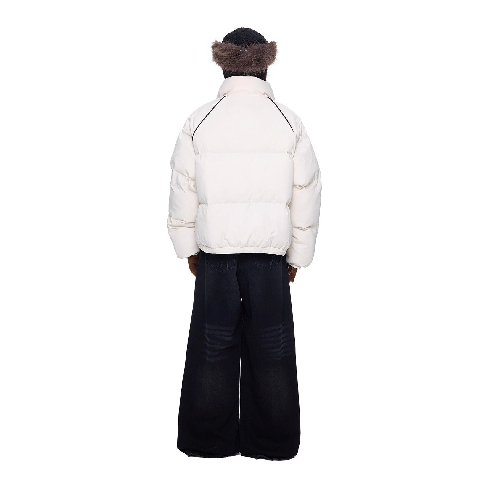 Contrasting Line Stand Collar Basic Jacket EZ298