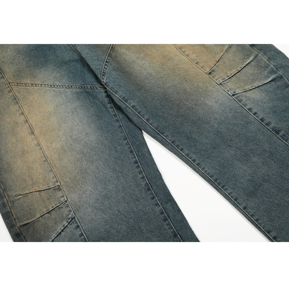 Wash Three-dimensional Deconstruction Loose Curve Jeans MW10268