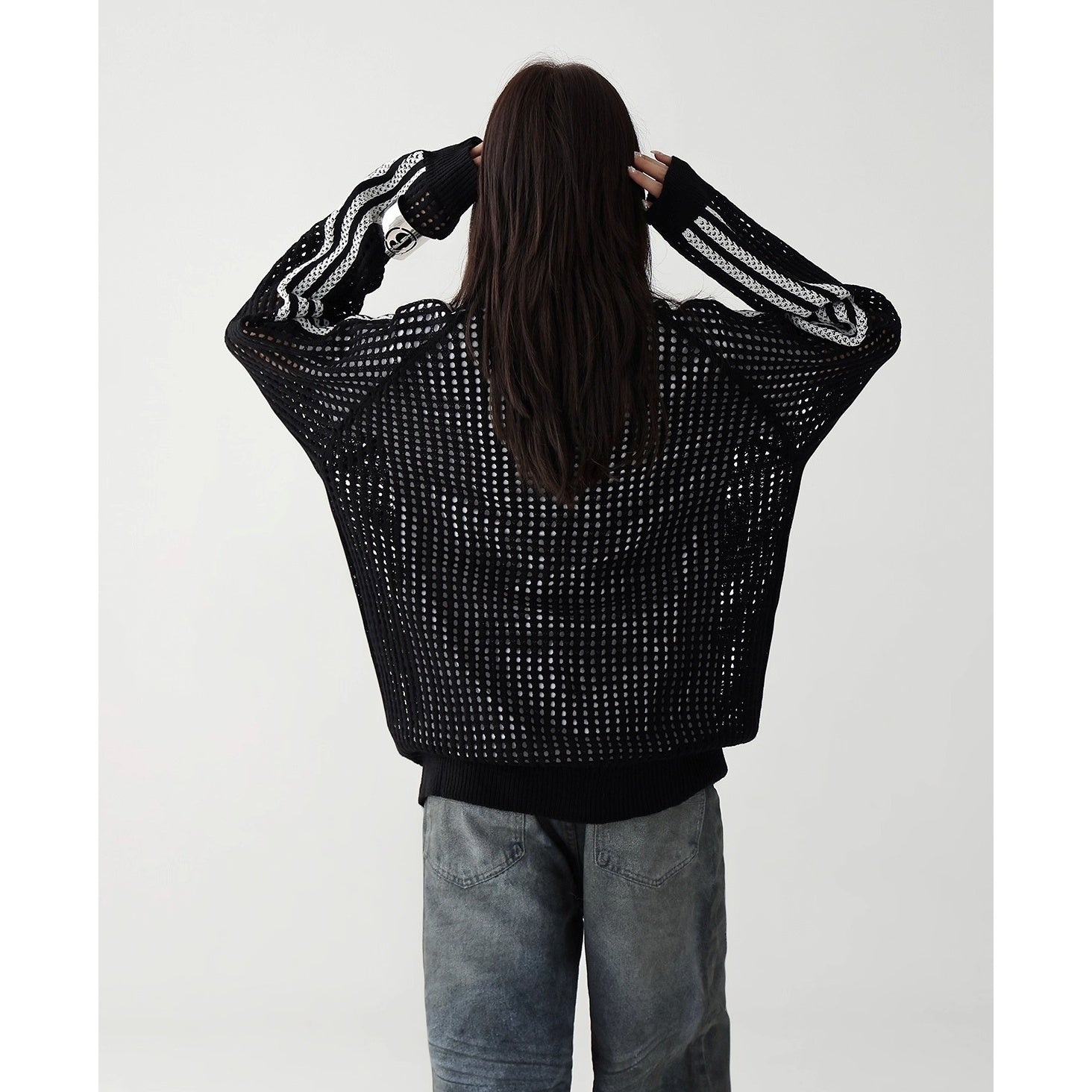 Sporty Mesh Cutout Cardigan AC7160