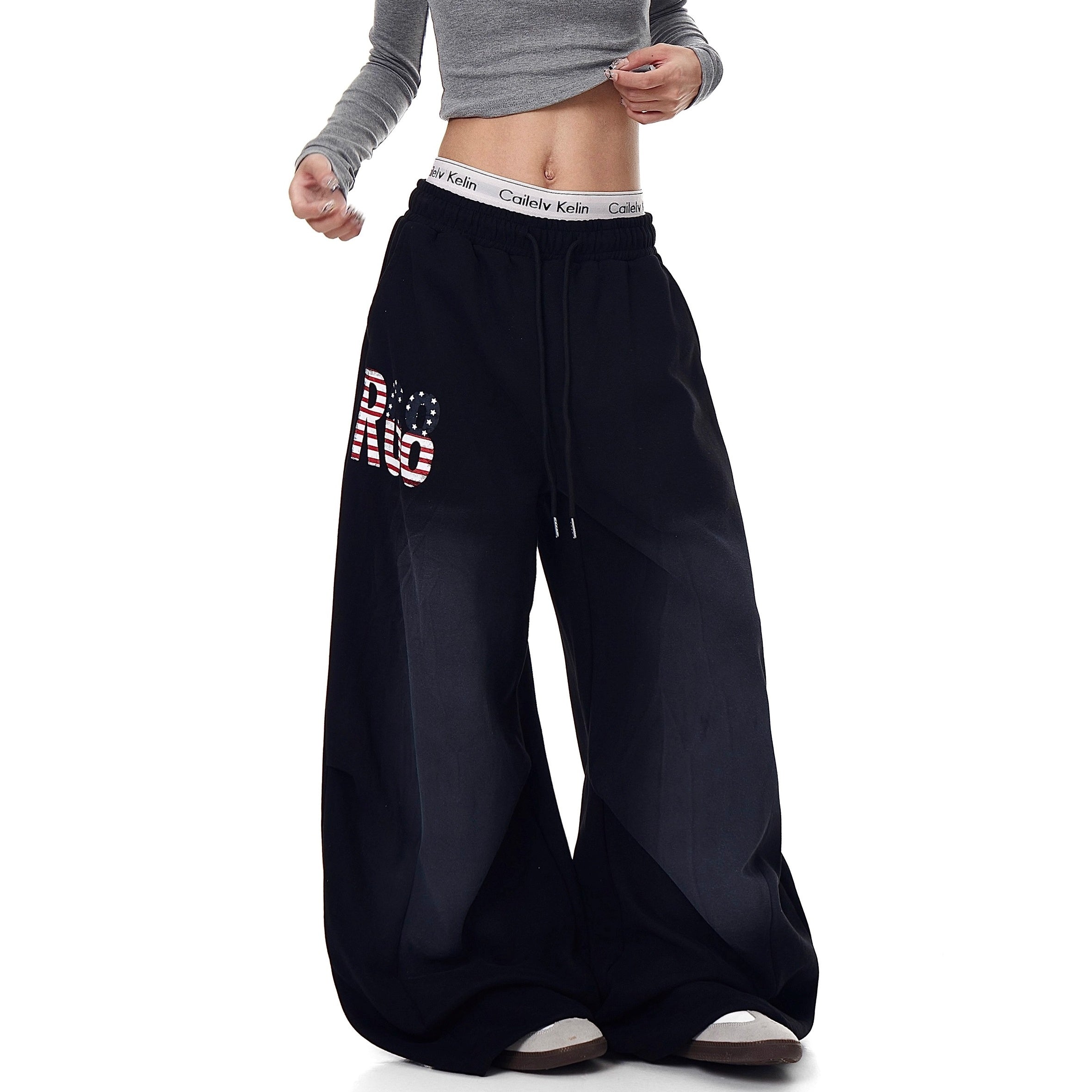 American Letter Print Loose Sweat Pants BK7012
