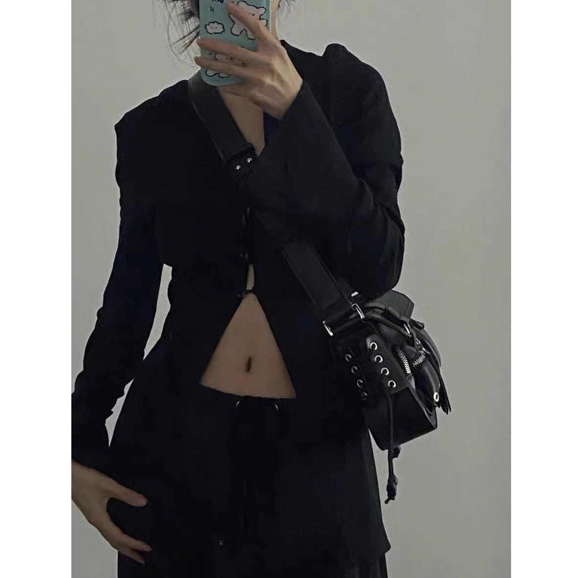 Side Lace-up Armpit Baguette Bag MW10209