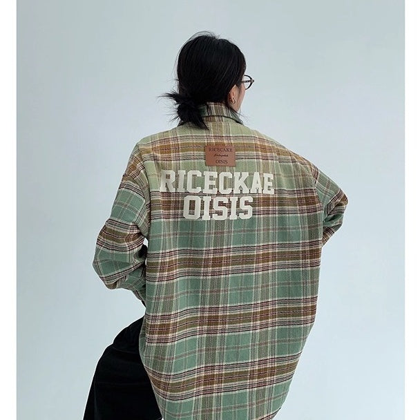 Distressed Gradient Plaid Long-sleeved Shirt OS2022
