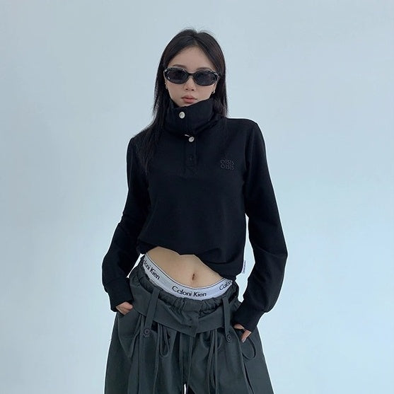 2Way High-Neck Slim Long Sleeve Cutsew OS2038