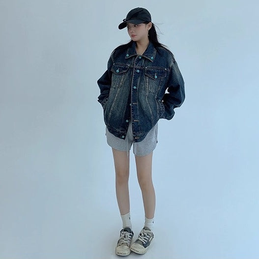 Turquoise Buckle Denim Jacket OS2042