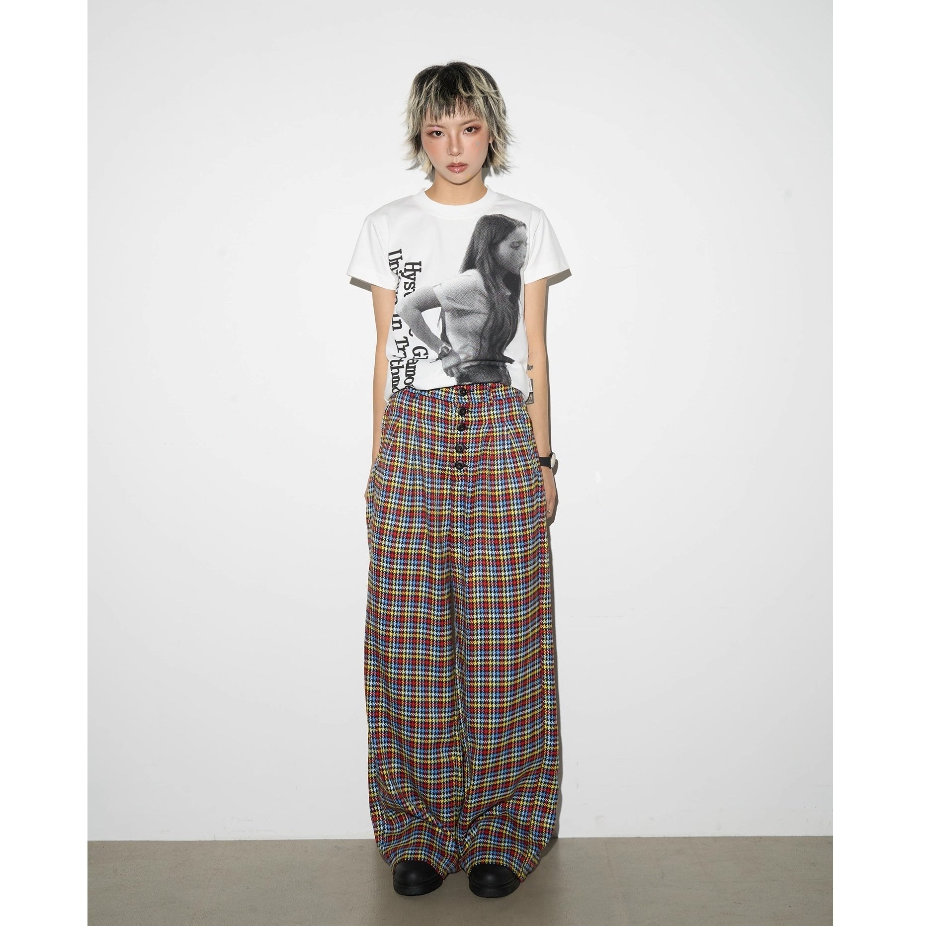 Portrait Letter Print Slim T-shirt MN9019