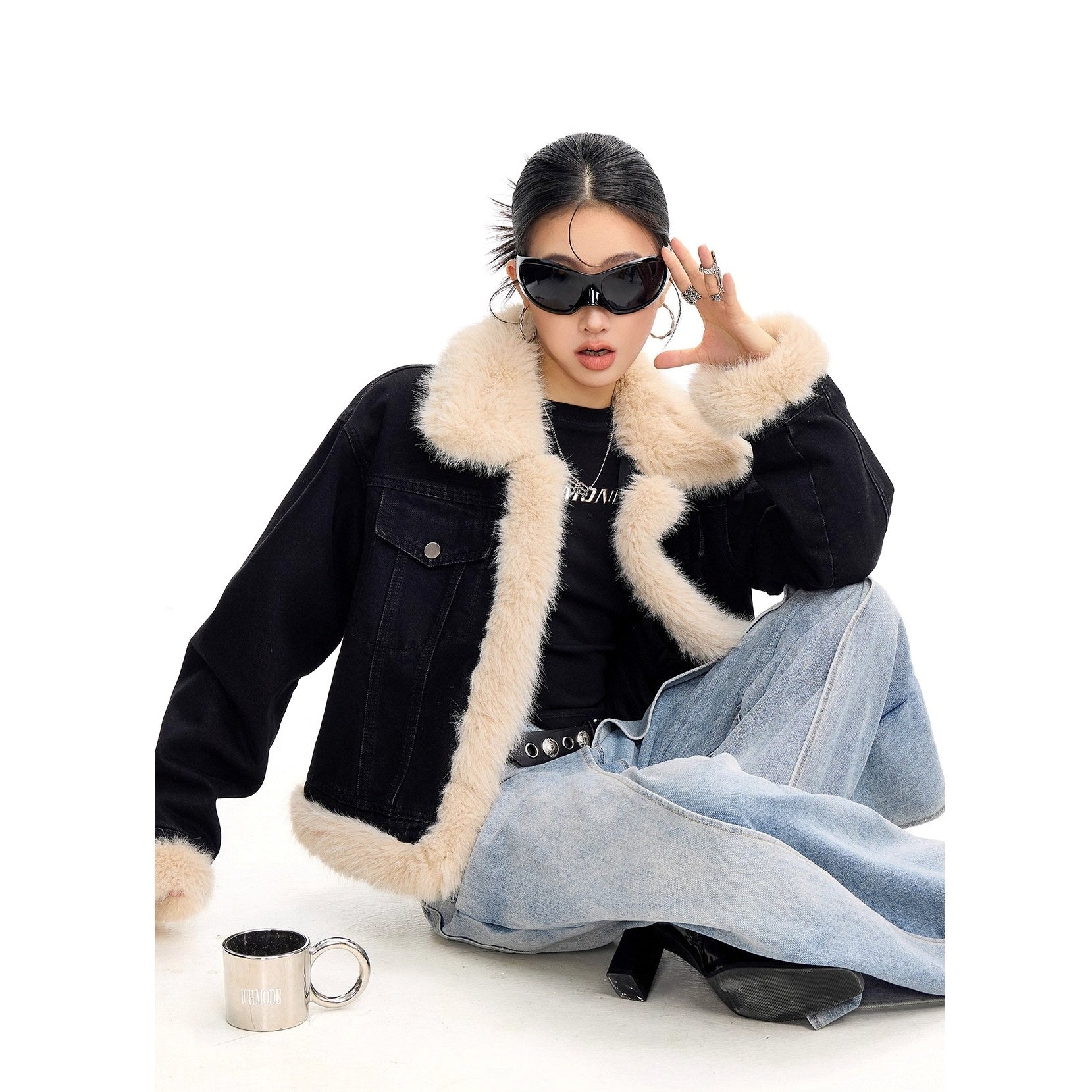 Fur Collar Denim Jacket IC9121