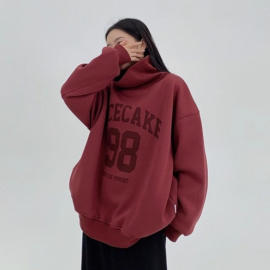 Turtleneck Number Logo Oversize Sweat OS2069